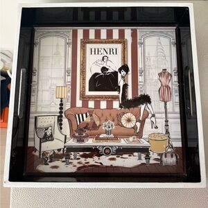 Henri Bendel Brown and Gold Decorative Tray